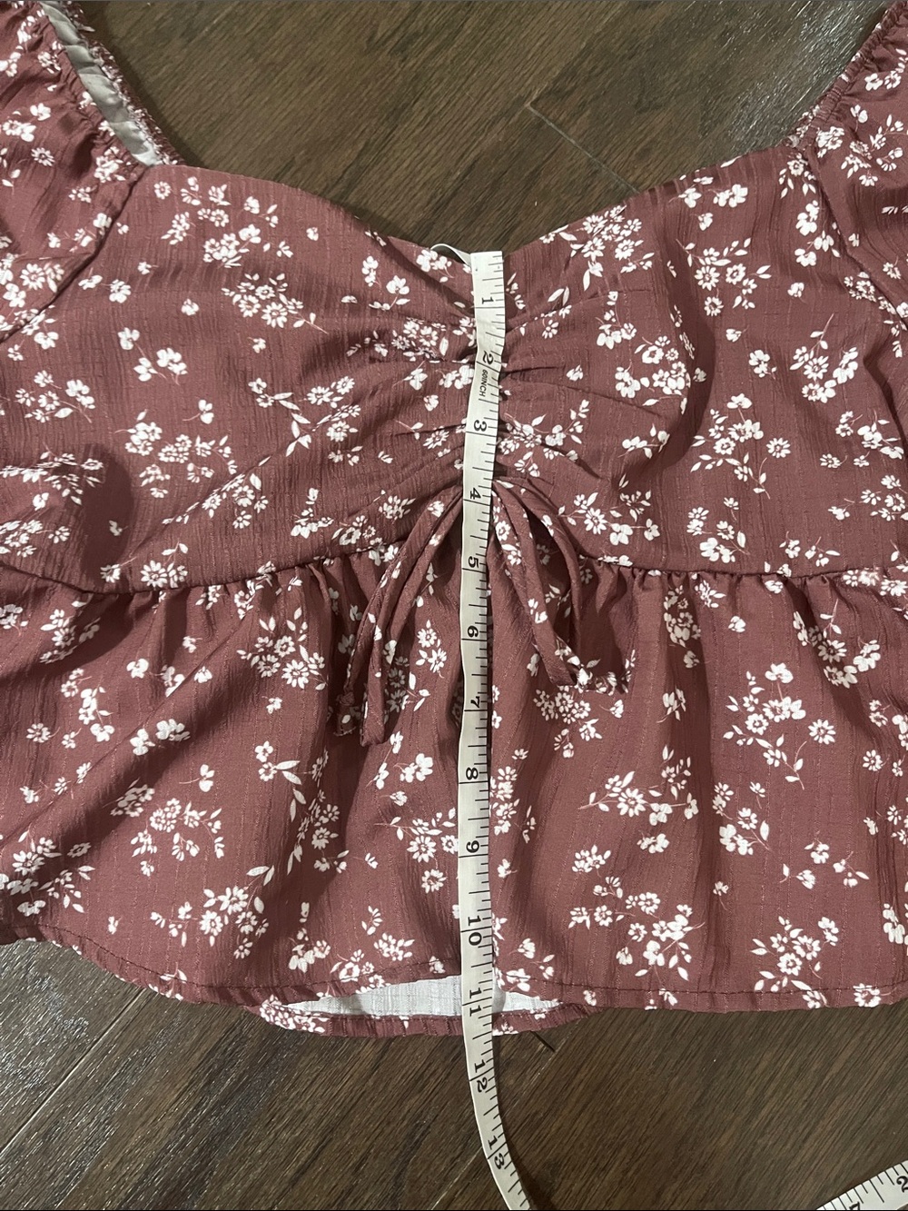Altar'd State Mauve Brown Floral Ruched Peplum Blouse - Picture 6 of 10